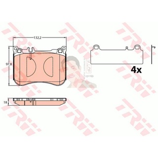 GDB2144 ผ้าเบรค-หน้า(TRW) (เนื้อผ้า COTEC) BENZ S-CLASS S350 (W222) AMG sport package 13-&gt;