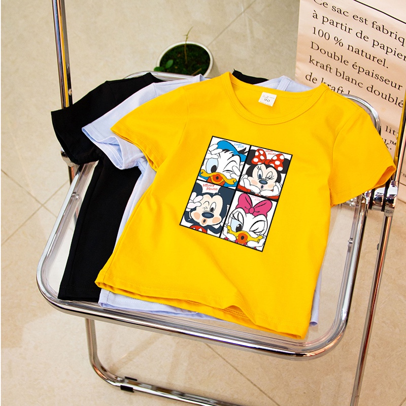 พร้อมส่ง เสื้อยืดแขนสั้น คอกลม ผ้าฝ้าย ลายการ์ตูนมิกกี้เมาส์น่ารัก 8 สี สําหรับเด็ก NE002 - รูปที่ 2