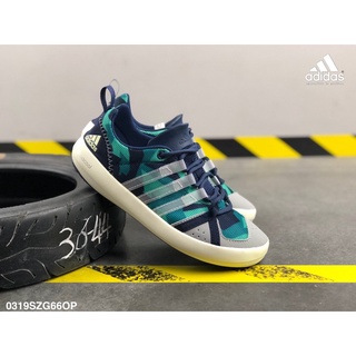 ﺴ☃❆สินค้าใหม่ Adidas Climacool BOAT LACE GRAPHIC Camouflage ตาข่ายหนังไมโครไฟเบอร์ Wading รองเท้าผู้ชายผู้หญิง Unisex แฟ