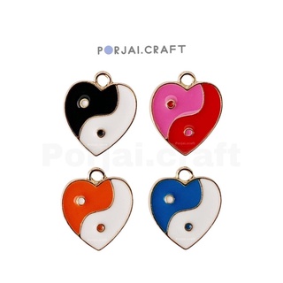 จี้หัวใจหยินหยาง Yin-Yang heart pendants 18mm