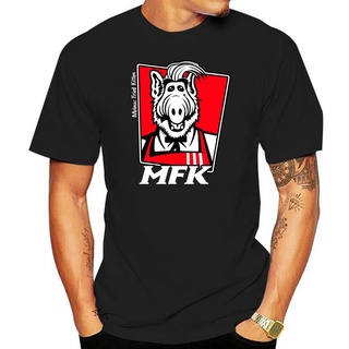 เสื้อยืดผ้าฝ้ายพิมพ์ลายแฟชั่น เสื้อยืดผ้าฝ้าย 100% พิมพ์ลาย Schwarz Melmac Lecker Katze Ufo Kult Serie Alf Gordon Shumwa