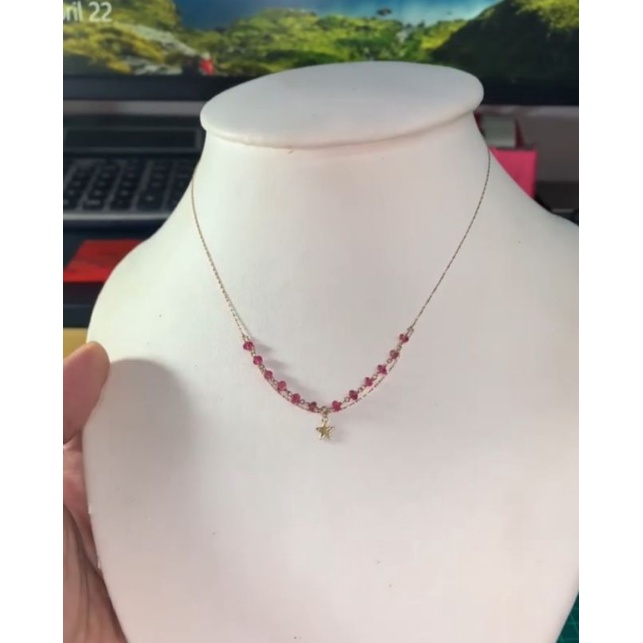 สร้อยคอทอง10k ประดับพิงค์ทัวมาลีน