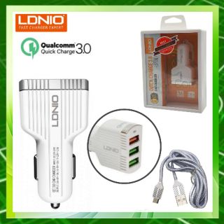 LDNIO C702Q Auto-ID Smart Car Charger with Micro USB Data Cable