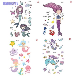 (Happybay) สติกเกอร์รอยสักชั่วคราว ลายการ์ตูนนางเงือก กันน้ํา