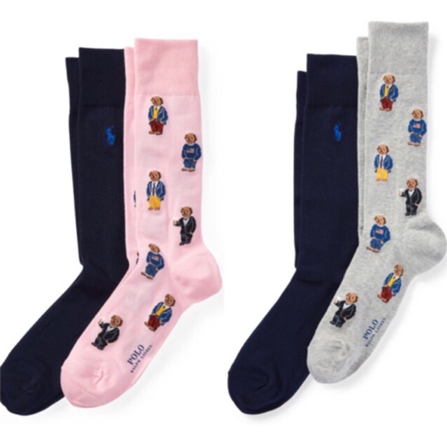 Ralph Lauren bear and solid sock 2-pack