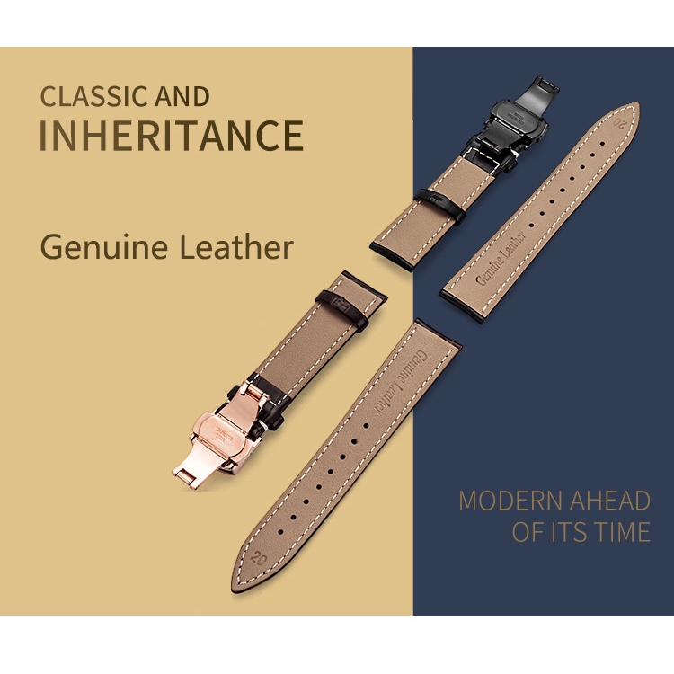 18 19 20 21 22 24mm Genuine Leather Watchband With Double รูปที่ 7