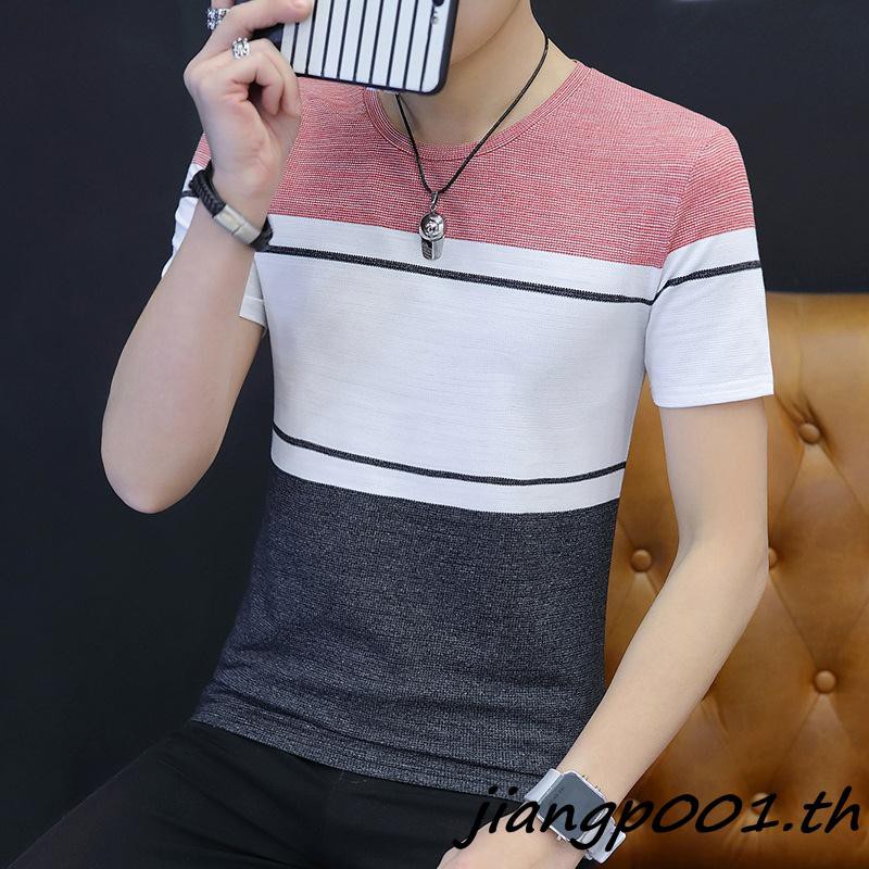 【Top of the pops】Summer fashion new men's short-sleeved T-shirt round ...