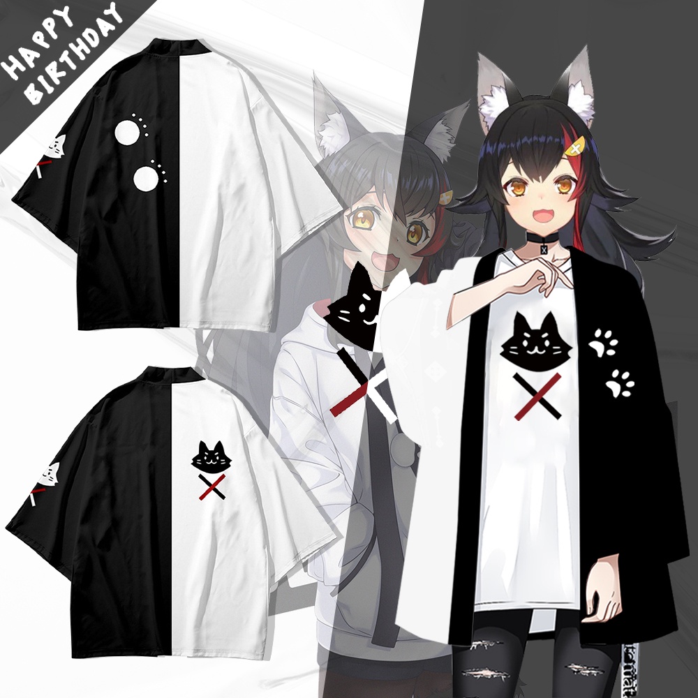 Ookami Mio เสื้อกิโมโน พิมพ์ลายการ์ตูนอนิเมะ 3D สไตล์ญี่ปุ่น แนวสตรีท แฟชั่นฤดูร้อน