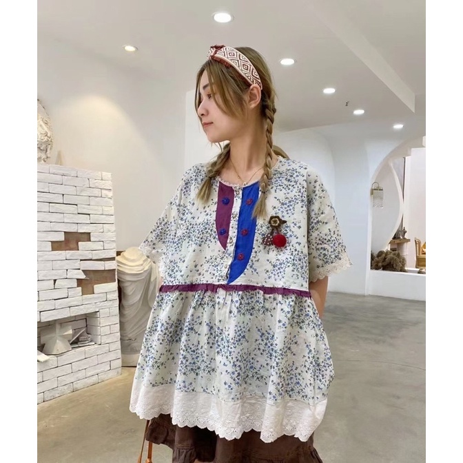 ส่งฟรี‼️เสื้อญี่ปุ่น Muye ผ้าลินินพิมพ์ดอก แต่งสวยๆ