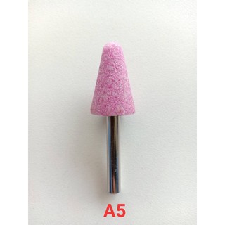 หินเจียร หินขัด ชมพู A5 แกน 6 mm. 3/4x1.1/8”