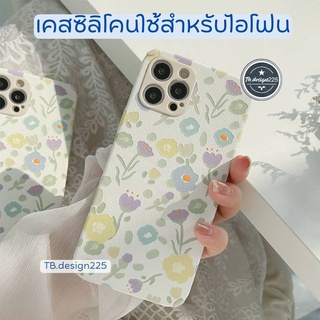 -พร้อมส่งในไทย-เคสหนังเทียม สกรีนดอกไม้ TPU นิ่ม ใช้สำหรับIPทุกรุ่น #238