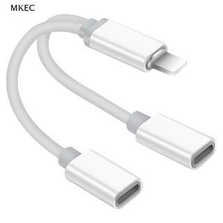 Mkec 2 In 1 อะแดปเตอร์แปลงเสียง สายเคเบิลชาร์จหูฟัง IOS แบบคู่ สําหรับ Iphone ใหม่