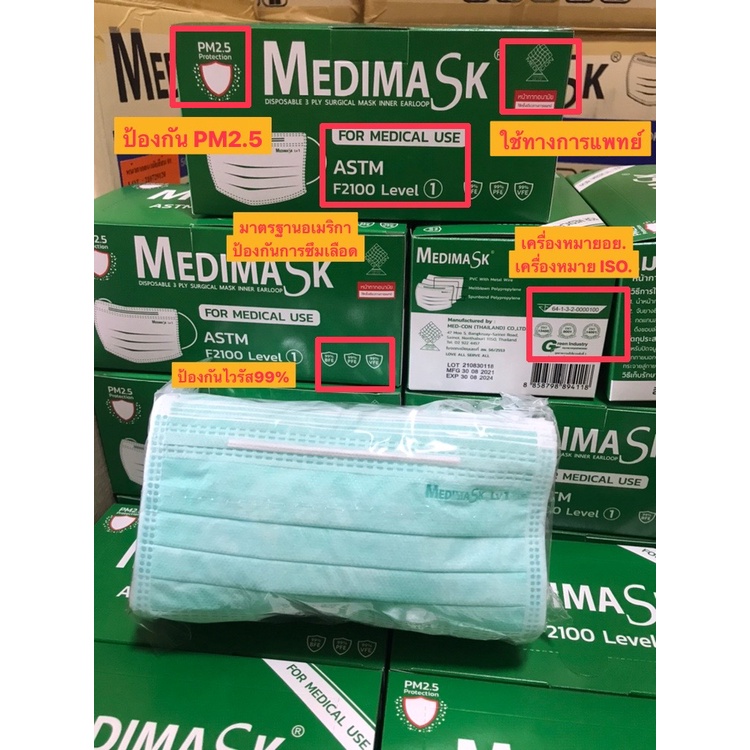 Medimask ASTM LV.1… x1box.(บรรจุ50ชิ้น) “ใช้ทางการแพทย์” พร้อมส่ง💥💥