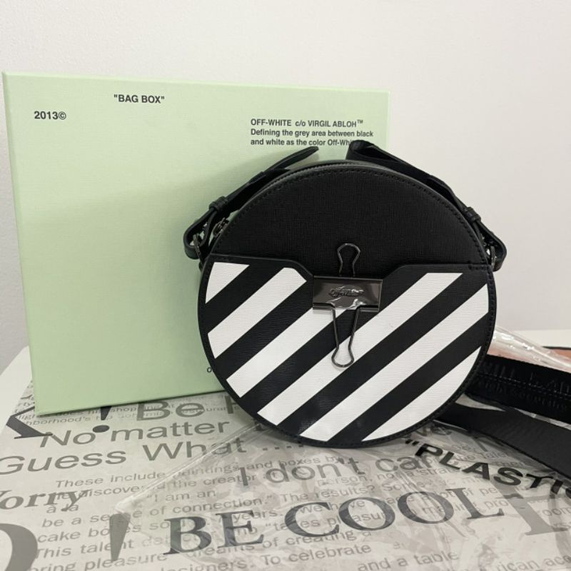 Off-White Diagonal Round Bag Black White, Used Like New