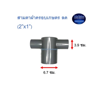 สามตาฝาครอบเกษตร ลด ท่อน้ำไทย (2”x1”) Thai Pipe Tee Cap For Agricultural Use เทา 2x1