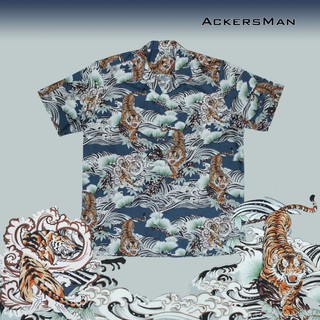 Hawaii shirt tora (ocean) premium rayon &amp; cotton