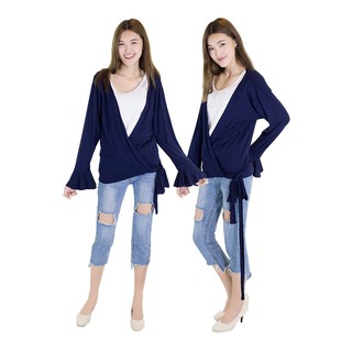 Muko Aubree Cardigan เสื้อคลุมผ้าคอตตอนยืดญี่ปุ่น เอวเชือก AB07