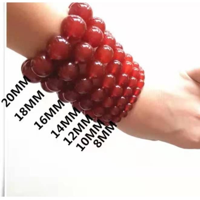 สร้อยข้อมืออาเกตสีแดงธรรมชาติของผู้หญิงสร้อยข้อมือคริสตัลสีแดงใต้