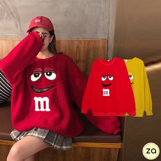 💥HOT SALE💥เสื้อแขนยาวปักลาย m&amp;m ทรงโอเวอร์ไซส์ 2 สี