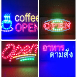 ป้ายไฟLED "เปิด" ป้ายไฟสำเร็จรูป ขนาด48*25 ซม. อักษร ตกแต่งหน้าร้าน LED SIGN ข้อความ