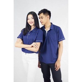 sampoloเสื้อโปโล-สีกรมท่า Dark blue