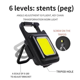 ไฟ LED ขนาดเล็กพกพาได้สำหรับตั้งแคมป์กลางแจ้งโคมไฟอเนกประสงค์สำหรับเปิดขวดพวงกุญแจโคมไฟ COB ไฟฉายฟลัดไลท์โคมไฟแม่เหล็กแร