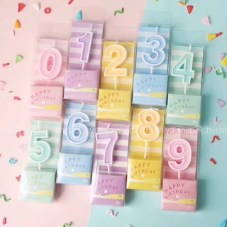 •พร้อมส่ง• เทียนตัวเลขแต่ง Pastel เทียนปักเค้ก เทียนตกแต่งเค้ก เทียนวันเกิด