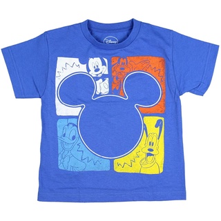 แฟชั่นคลาสสิกเสื้อยืดผ้าฝ้ายดิสนีย์เสือยืดผู้ชาย เสื้อบอดี้โ Disney Boys Mickey Mouse And Friends Square Pop Youth T-Sh