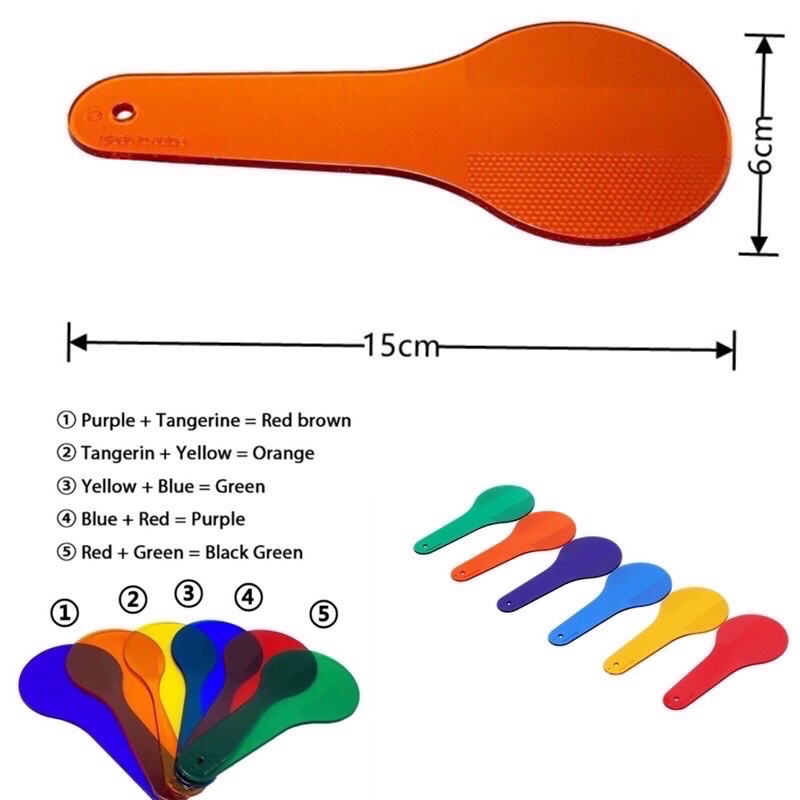 6 color paddles Sensory play ตัวช่วยในการเรียนรู้เรื่องสีสำหรับเด็ก Baby Learning Montessori Painting Color Match 🇹🇭