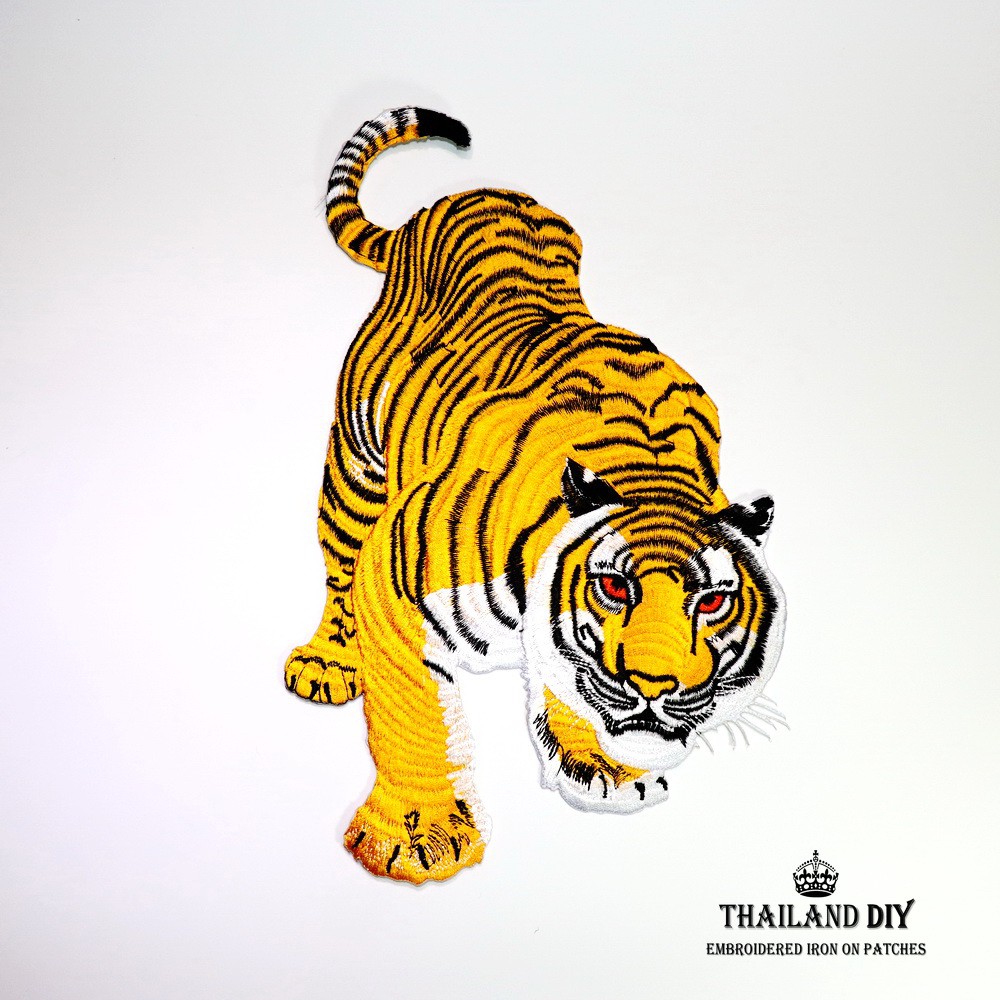 ตัวรีดติดเสื้อ เสือโคร่ง เสือ ไซส์ใหญ่ 30cm. งานปักสวย Tiger Patch งานปักสวย DIY ตัวรีด อาร์ม ติดเสื้อ แจ็คเก็ต กางเกง