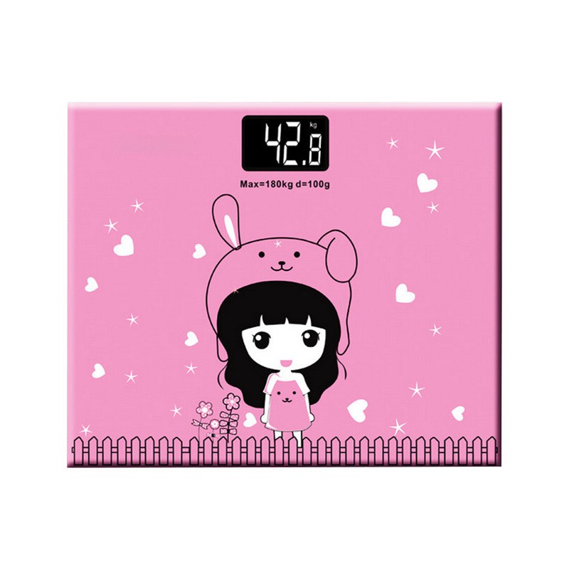 เครื่องชั่งน้ำหนักดิจิตอล ลายการ์ตูน รองรับน้ำได้สูงสุด 180 kg หน้าจอ LCD ขนาด 25×20 CM เครื่องชั่งน้ำหนัก เครื่องชั่งดิ