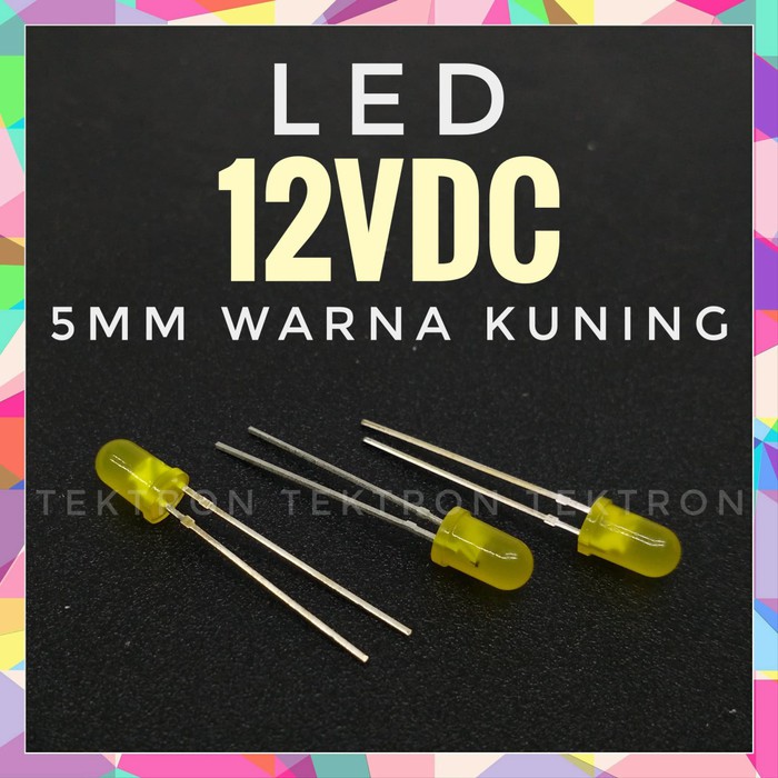 ไฟ LED สีเหลือง 5 มม. 12VDC ไม่ต้องตัวต้านทาน