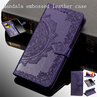 เคสหนังฝาพับVIVO Y85 Y89 Z1 V9 F5 A73 A77 A75 X21 Y19 Y17 Y15 Y12 Y91 Y91C Phone Case Soft Mandala 3D Leather Shockproof Card Slot Wallet Flip Cover Casing Stand Holder With Lanyard Gift lanyard