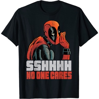 เสื้อยืด พิมพ์ลาย Marvel Deadpool SSHHHH No One Cares Whisper สําหรับผู้ชาย