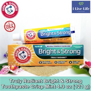 ยาสีฟัน สูตรเพื่อฟันขาวและแข็งแรง Truly Radiant Bright &amp; Strong Toothpaste Crisp Mint 121g - Arm &amp; Hammer™