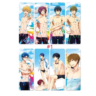 8 ชิ้น / เซต พิมพ์ลายดิจิตอล ฟรี! ที่คั่นหนังสือ PVC ลายการ์ตูนอนิเมะ Iwatobi Swim Club Haruka Makoto Nagisa