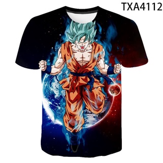 เสื้อยืดแขนสั้นลําลอง พิมพ์ลายการ์ตูน Dragon Ball 3 มิติ แฟชั่นสําหรับเด็กผู้ชาย และเด็กผู้หญิง