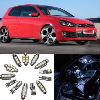 ชุดหลอดไฟ LED ภายในรถยนต์ สีขาว สําหรับ VW Golf 6 MK6 GTI 2010-2015 13 ชิ้น ☆Dysunbey