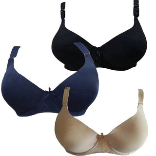 BeCharming bra big size ชุดชั้นในสาวอวบ (แพค 3) สีดำ ครีม นำ้เงิน