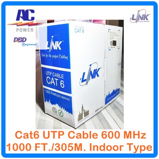 สายแลน LINK UTP Cable CAT6 US-9116 23 AWG. 600Mhz. Indoor Type (BOX) 1000 FT./305 M.