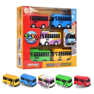 5pcs Tayo Mini The Little Bus Toy Set Pull Back Sliding Can Open The Door School Bus Early Education Childrens Intellectual Toy