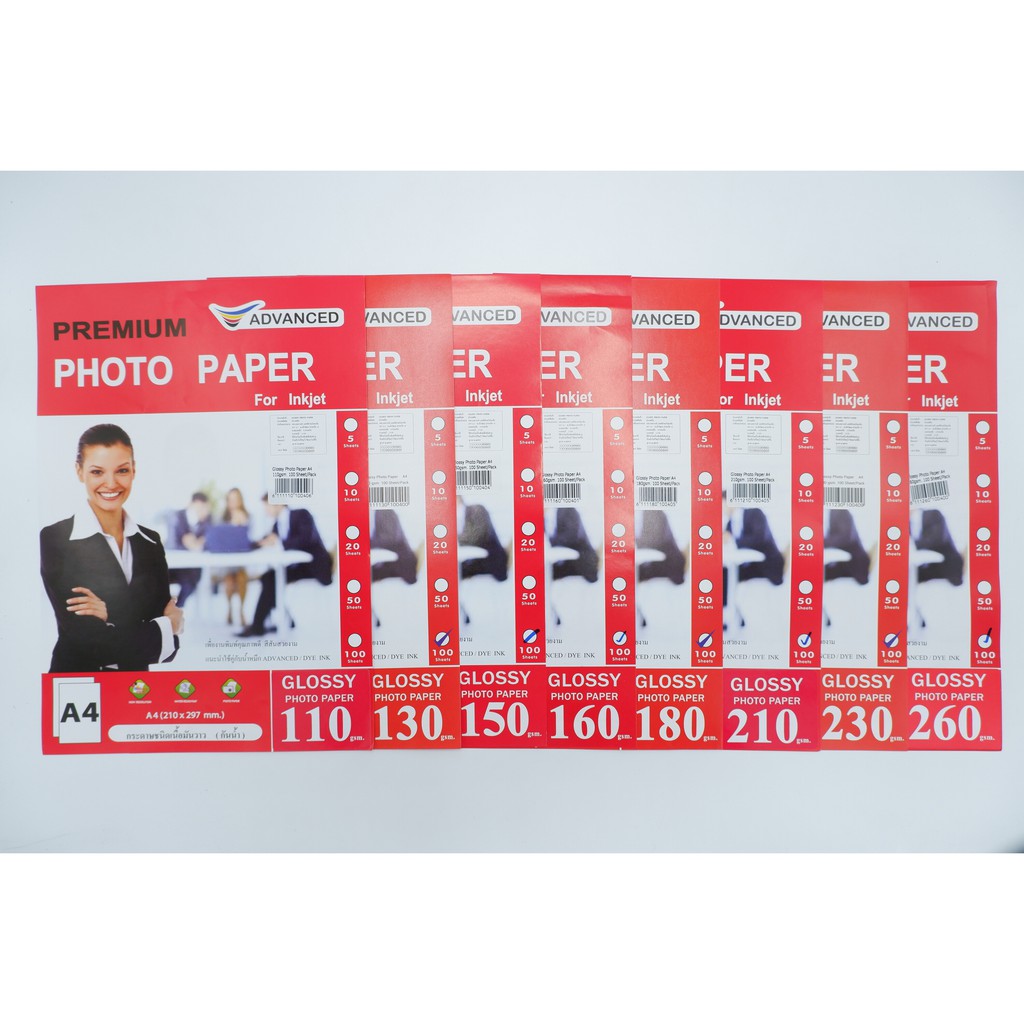 กระดาษโฟโต้ Advanced Premium Photo Paper ขนาด A4  เนื้อมันวาว กันน้ำ glossy paper กระดาษปริ้นรูป ink