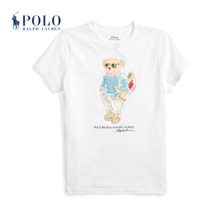 Ralph Laurenn เสื้อยืดโปโล แขนสั้น ผ้าฝ้าย ลายหมี สําหรับผู้หญิง RL23075