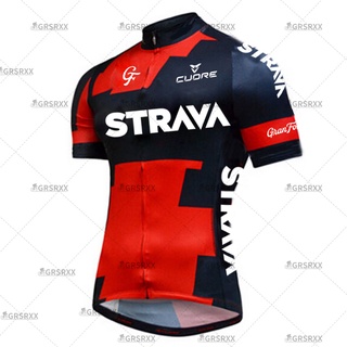 STRAVA - ชุดฤดูร้อนชุดเสื้อยืดกีฬาขี่ม้าเสื้อยืดผู้ชายเสื้อผ้าขี่ม้าภูเขาป้องกันรังสีอัลตราไวโอเลตชุดกางเกงขาสั้นชุดกีฬาอาชีพ