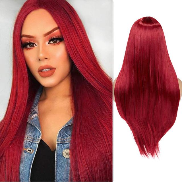 ใหม่ วิกผมสังเคราะห์ ยาวตรง กลาง ทนความร้อน สีแดง สีขาว สีเทา คอสเพลย์ สําหรับผู้หญิง