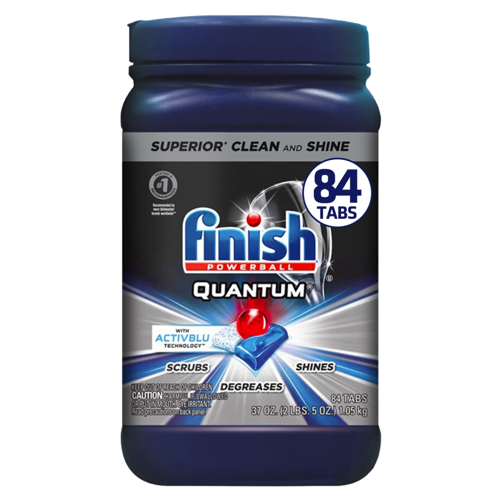 [USA] มาใหม่ Finish Quantum Activblue Tablet dish washing machine 84 ชิ้น ผลิตภัณฑ์ล้างจาน ชนิดก้อน 