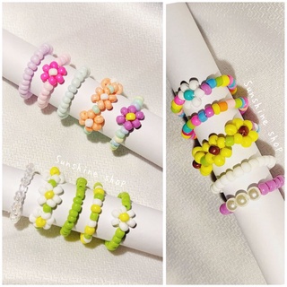 เซ็ทแหวนลูกปัดหลากสี 5 ชิ้น 🌼🌻🌈🍭