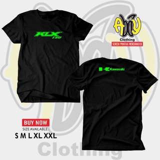 เสื้อยืดแขนสั้น ผ้าฝ้าย พิมพ์ลาย Kawasaki KLX150 30s สีดํา ไซซ์ S M L XL XXLสามารถปรับแต่งได้