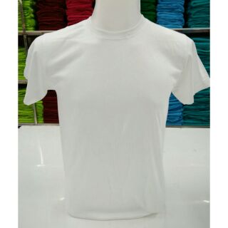 เสื้อยืดสีขาว ( polyester100%) ผ้าไม่ต้องรีด