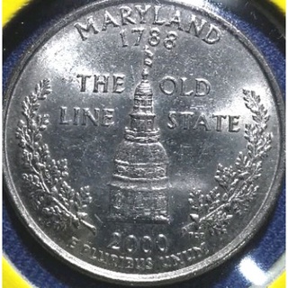 เหรียญ​สหรัฐอเมริกา​ USA, state​ Quarter, 0.25 USD, Maryland, ใช้แล้ว​ #​0479